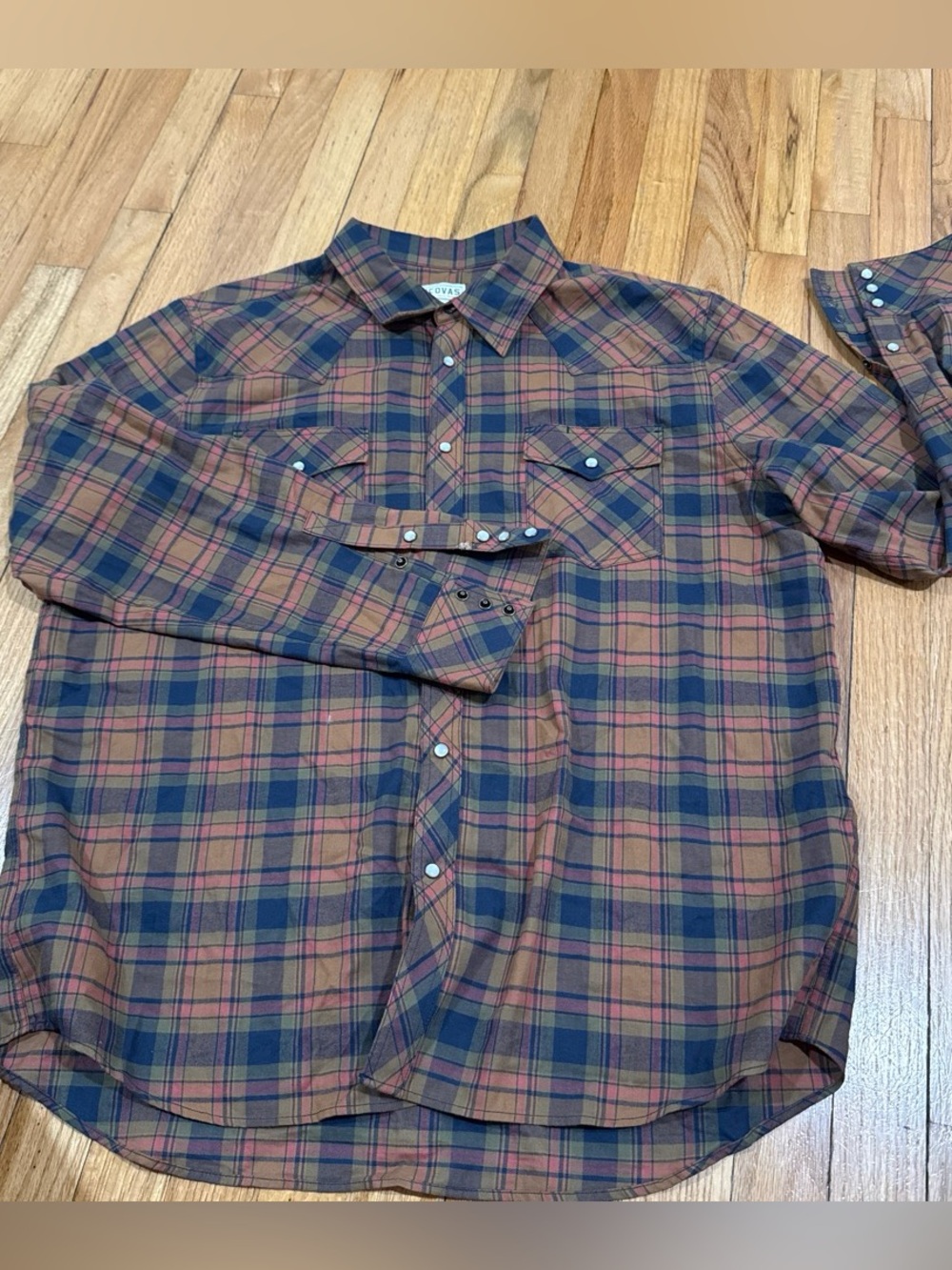 Tecovas Plaid Button-Down Shirt in Navy & Brown